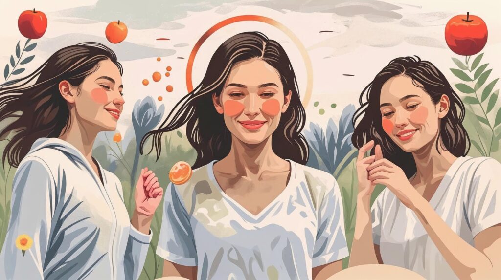 Women’s postpartum fitness program illustration