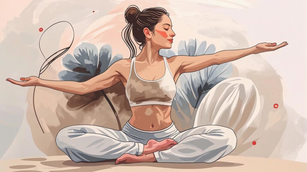 Women’s postpartum fitness program illustration