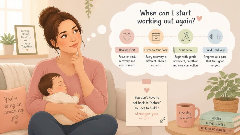 new mom thinking when to start postpartum workouts