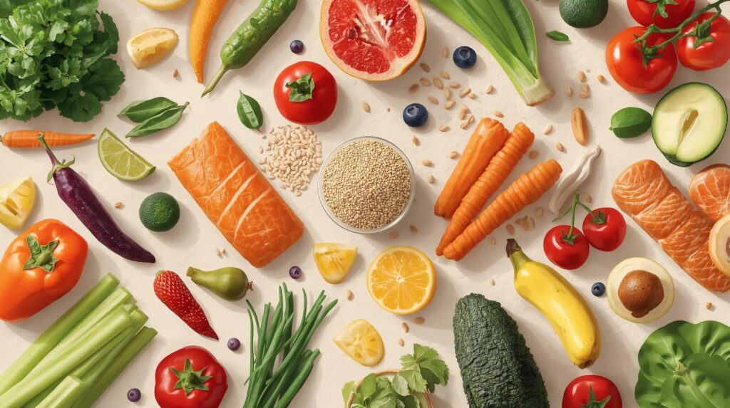 Postpartum weight loss diet plan featuring nutritious foods for recovery