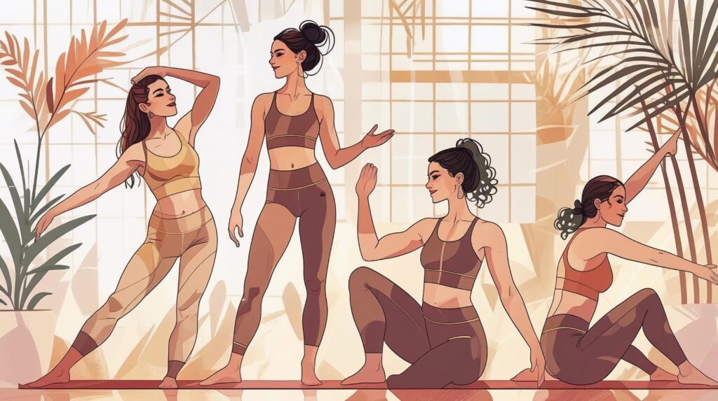 Women’s daily stretching routine illustration