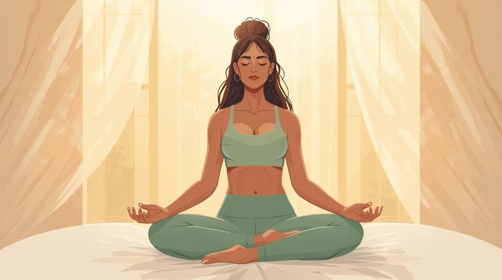 Woman doing mindfulness meditation for emotional balance and mental wellness