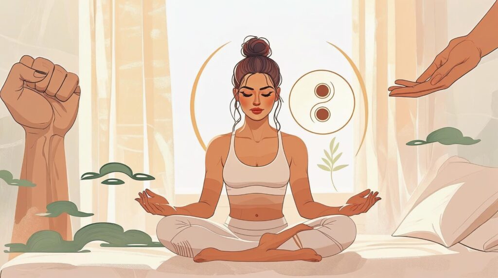 Woman practicing a calm and energizing daily wellness routine