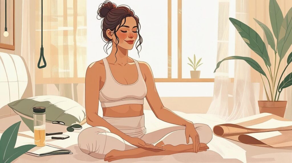 Women’s daily wellness routine focused on healthy habits and balance