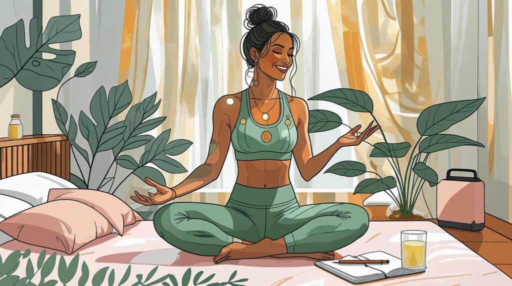 Women’s daily wellness routine focused on fitness, mental health, and self-care