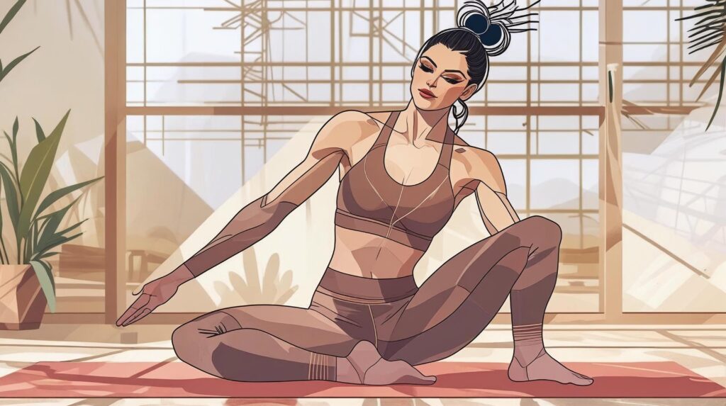 Woman doing a daily stretching routine to improve flexibility and wellness