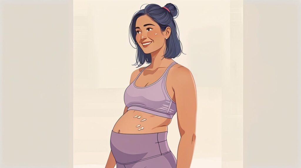 Postpartum woman performing low impact exercises to reduce lower back pain