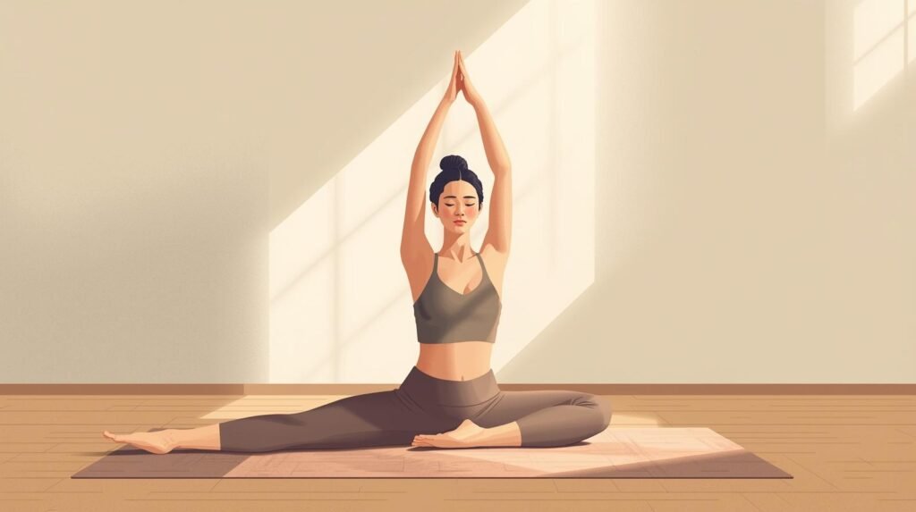 Woman performing a pigeon stretch to improve flexibility and mobility