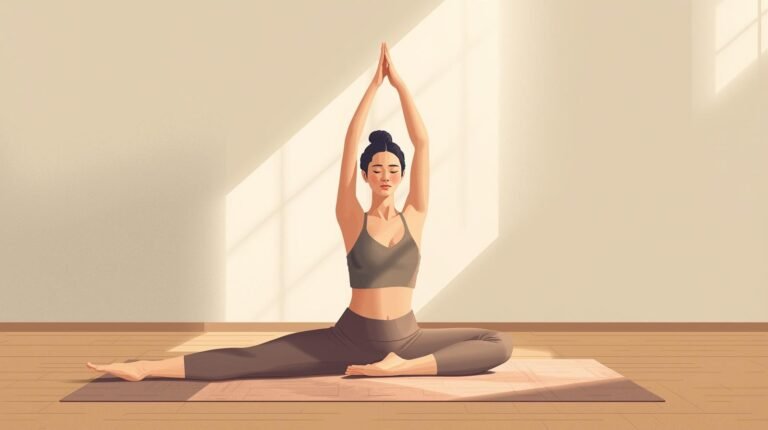 Woman performing a pigeon stretch to improve flexibility and mobility